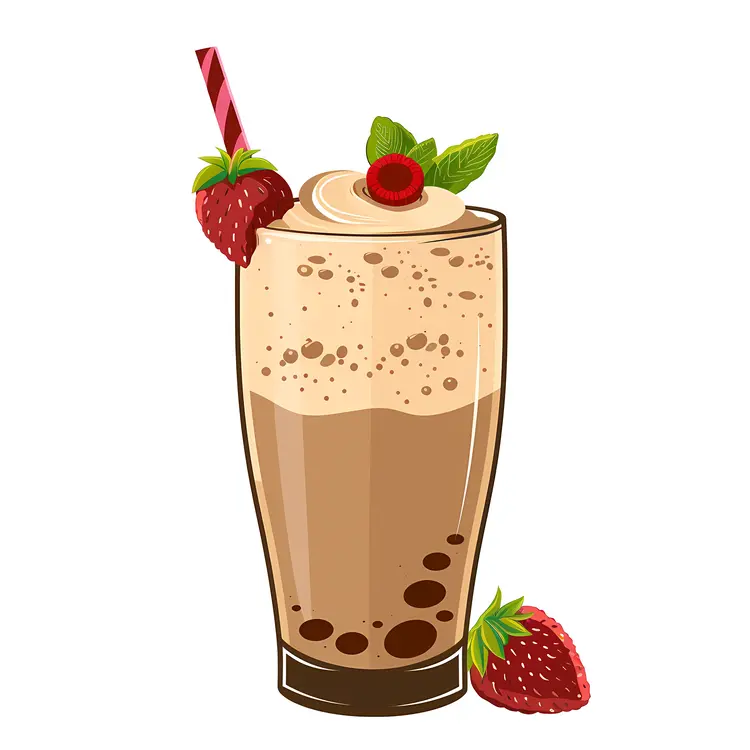 Chocolate Milkshake with Strawberry and Mint