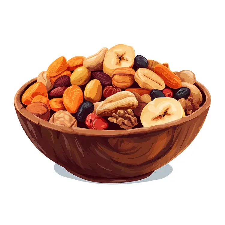 Bowl of Mixed Nuts and Dried Fruits