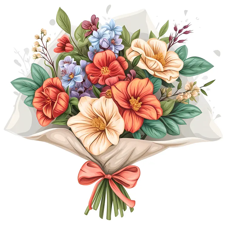 Beautiful Floral Bouquet with Ribbon