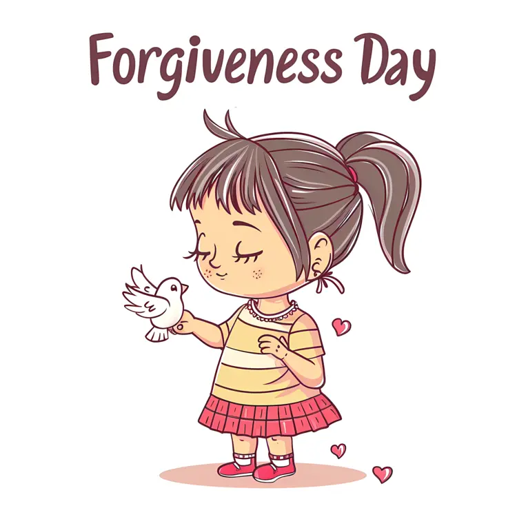 Girl with Dove for Forgiveness Day