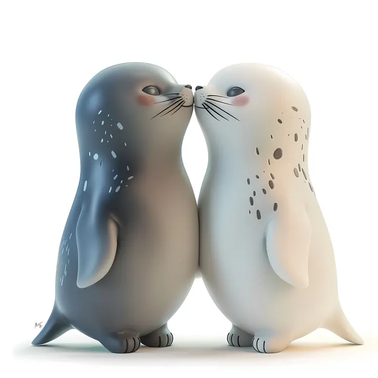 Cute Kissing Seals