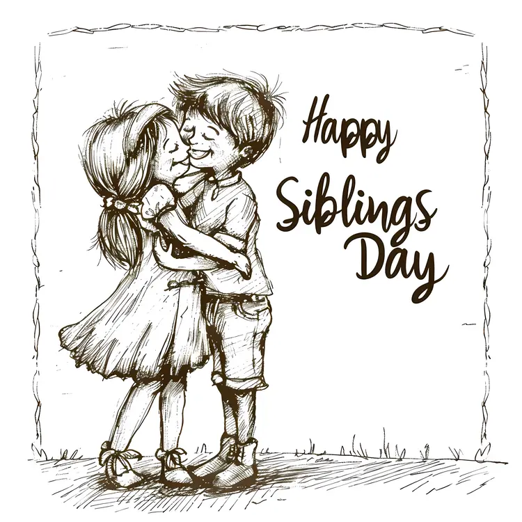 Happy Siblings Day Hugging Illustration