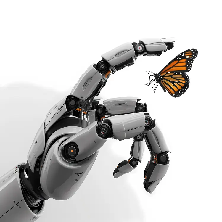 Robot Hand and Butterfly Interaction