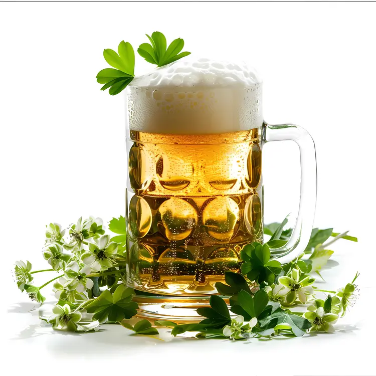 Beer Mug with Foam and Flowers