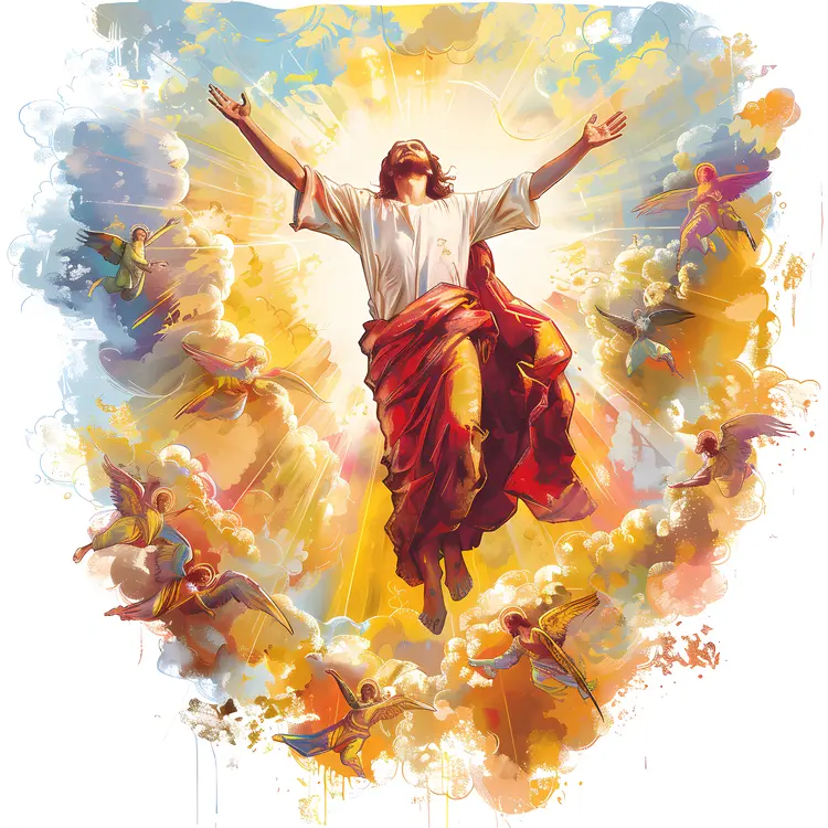 Jesus Ascending with Angels