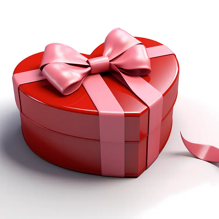 Romantic Heart-shaped Gift Box with Pink Ribbon