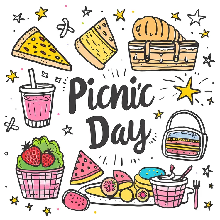 Picnic Day Illustration with Food and Outdoor Items