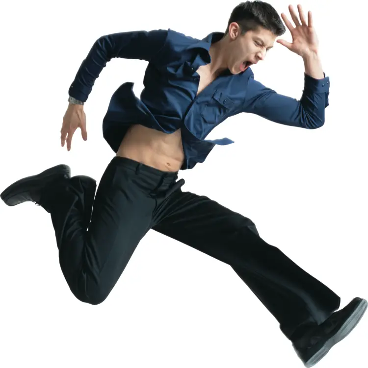 Dynamic Dancer in Mid-Jump
