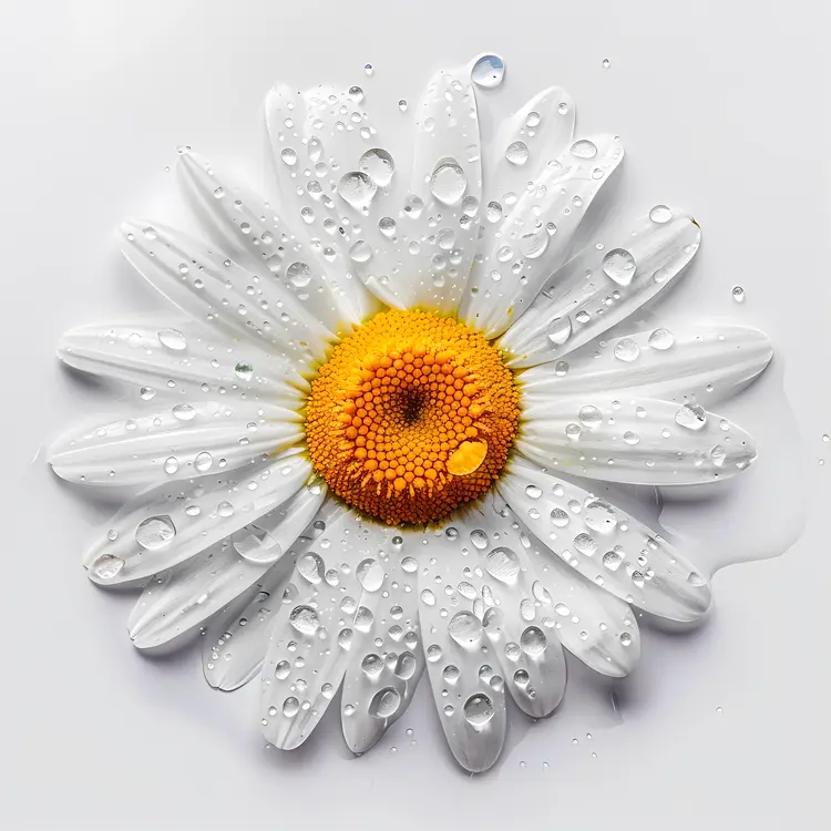 White Daisy with Water Droplets