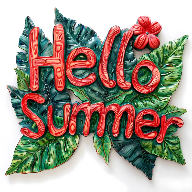 Hello Summer Leafy Sign