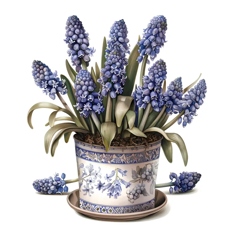 Blue Flowers in Ornate Pot