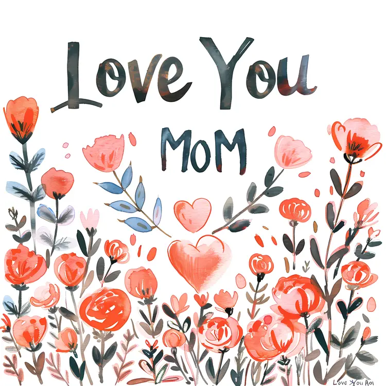 Love You Mom Floral Greeting Card