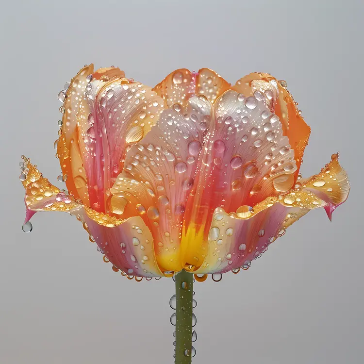 Dewy Flower with Water Drops