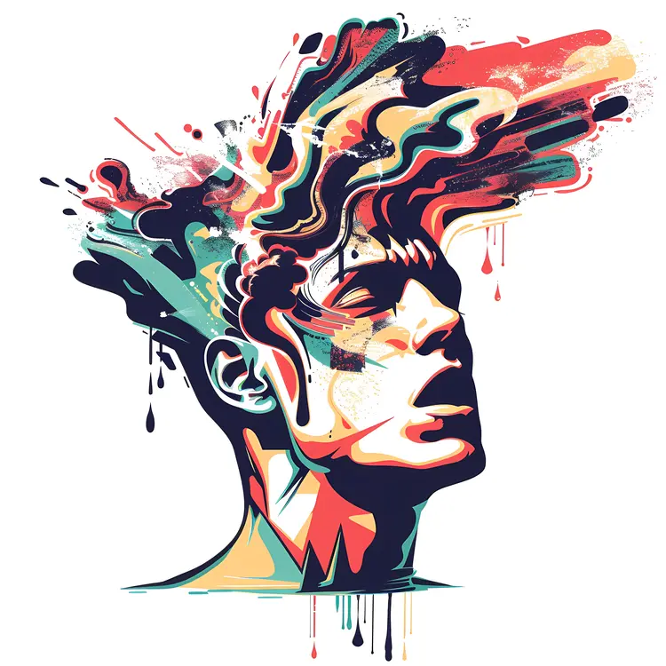 Abstract Head with Vibrant Colors