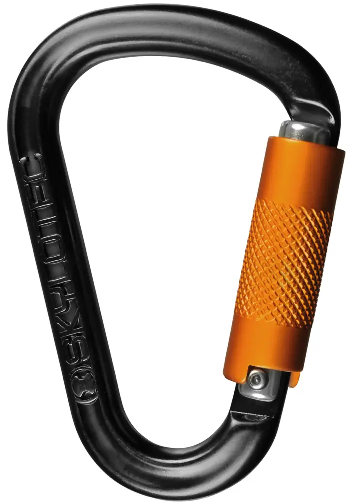 Black and Orange Carabiner for Climbing Safety