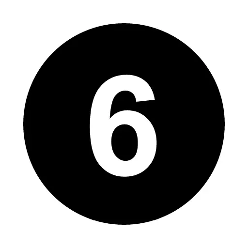 Black Circle with Number 6