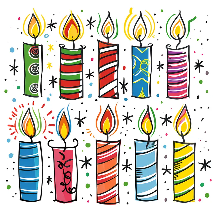 Colorful Lit Candles