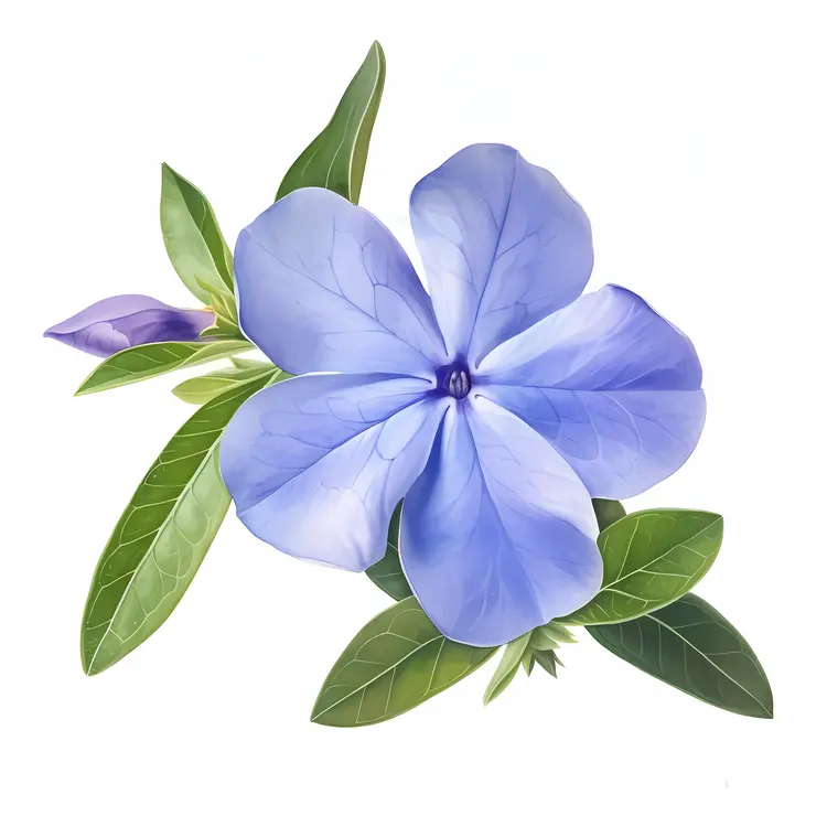 Blue Flower with Green Leaves