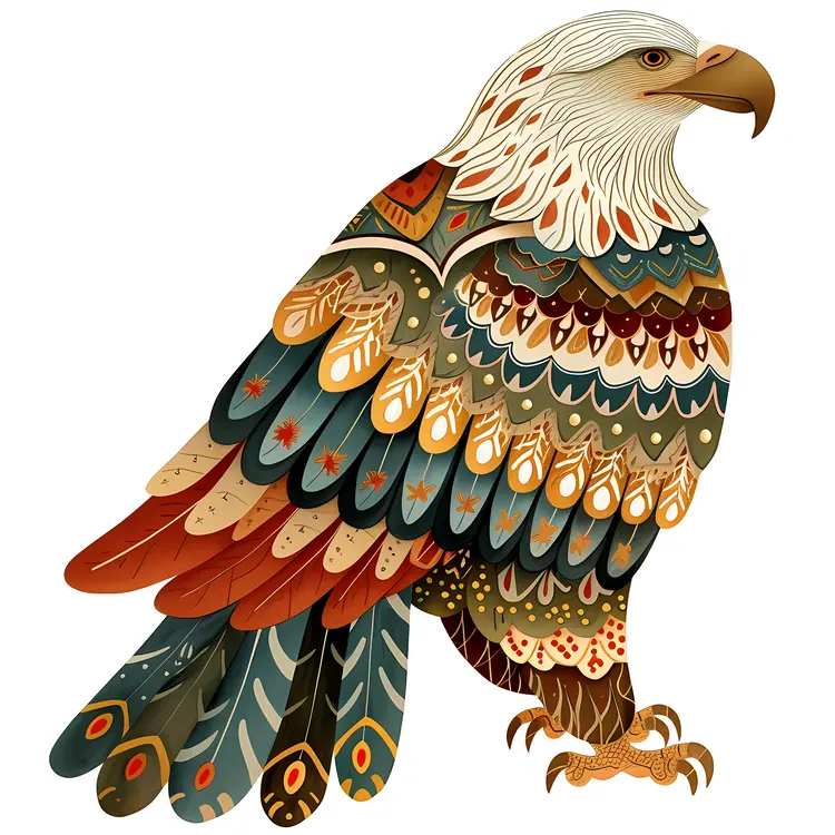 Decorative Eagle with Intricate Feather Design