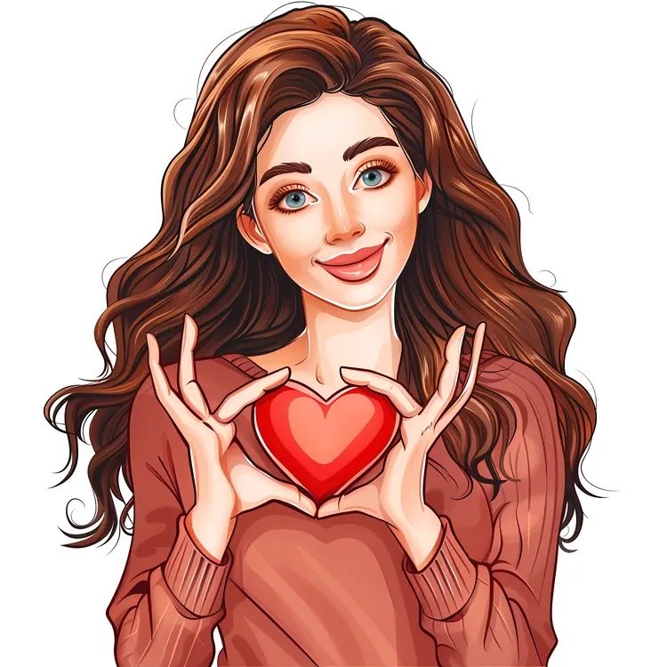 Illustration of Woman Holding Heart