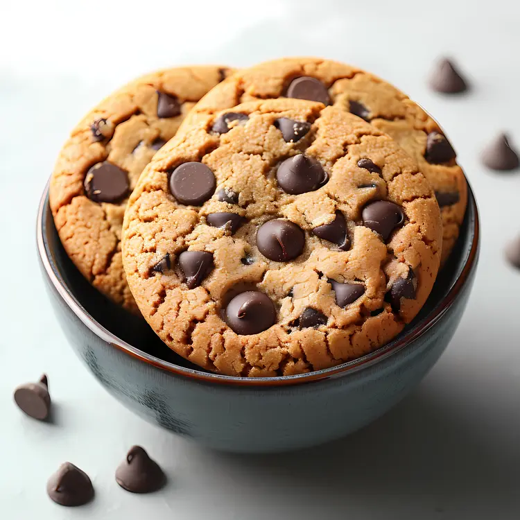 Delicious Chocolate Chip Cookies in a Bowl