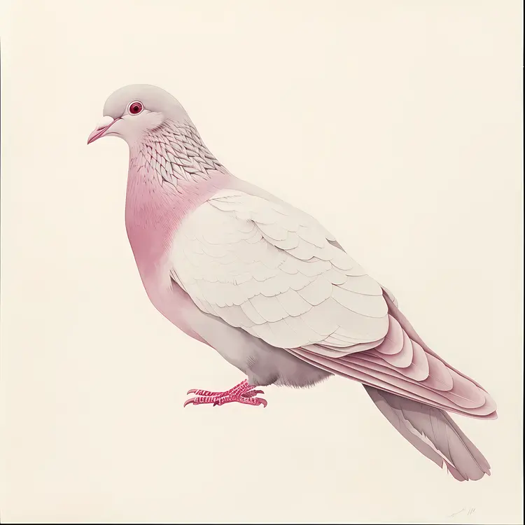 Pink and White Pigeon Illustration