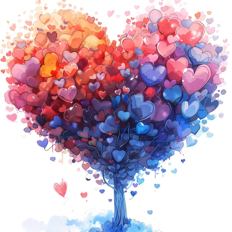 Heart Tree with Colorful Hearts