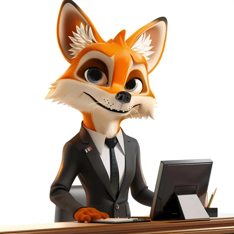 Fox in Suit at Desk