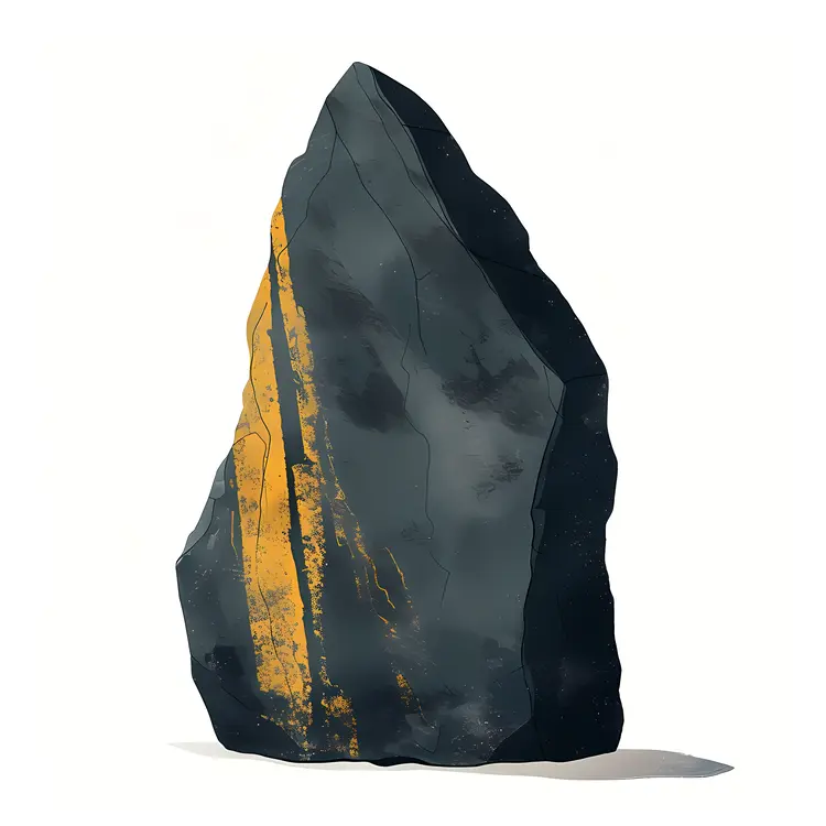 Illustrated Rock with Yellow Streaks