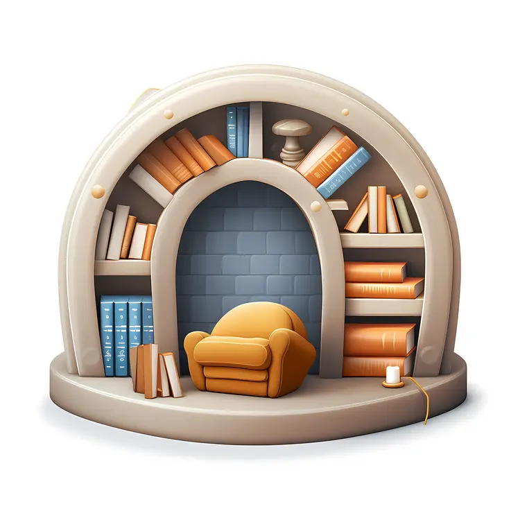 Cozy Round Bookshelf with Armchair