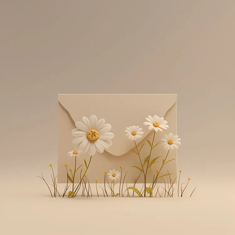 Daisies and Envelope Illustration