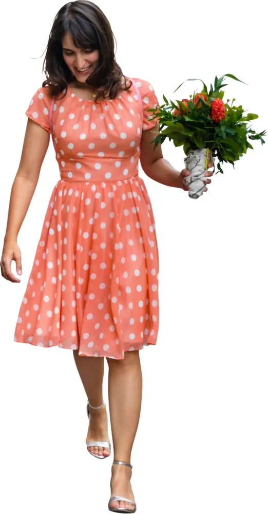 Woman Holding a Bouquet of Flowers