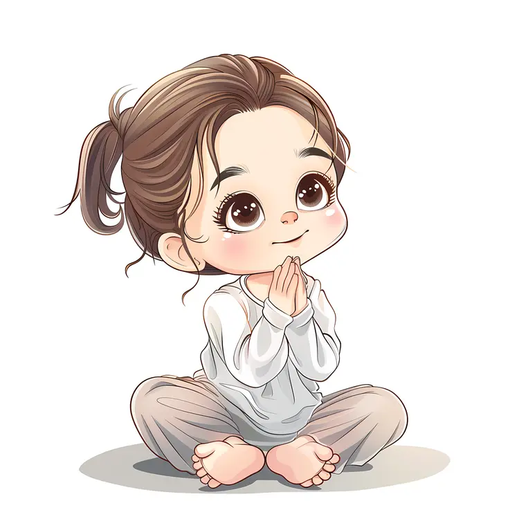 Cute Illustration of a Praying Child