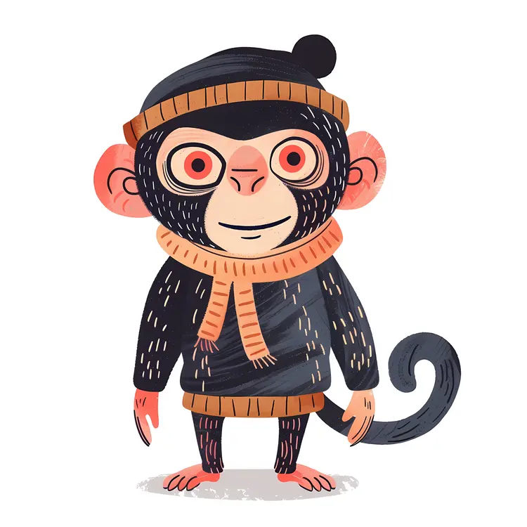Monkey in Winter Outfit