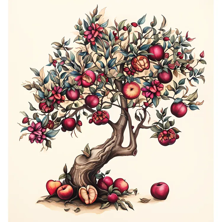 Beautiful Apple Tree with Ripe Fruits