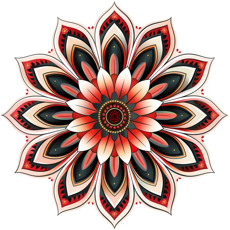 Red and Black Mandala with Intricate Design