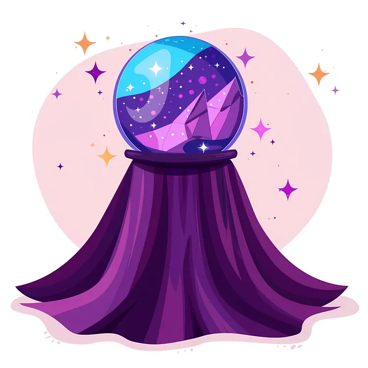 Crystal Ball with Purple Cloth and Stars