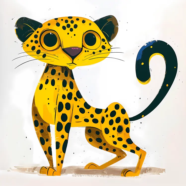 Cute Cartoon Leopard with Big Eyes