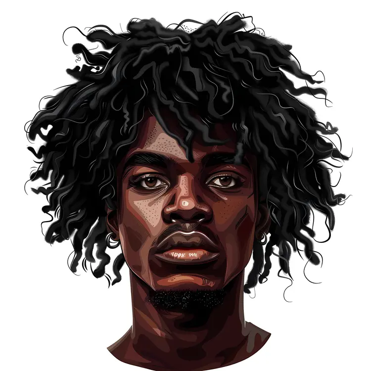 Man with Curly Hair Illustration