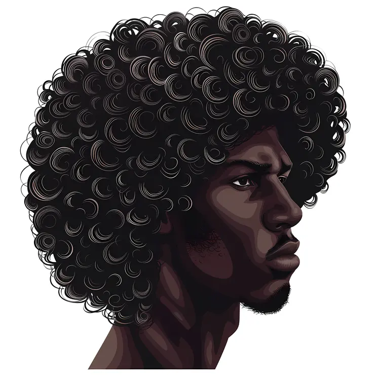 Side Profile with Curly Black Hair