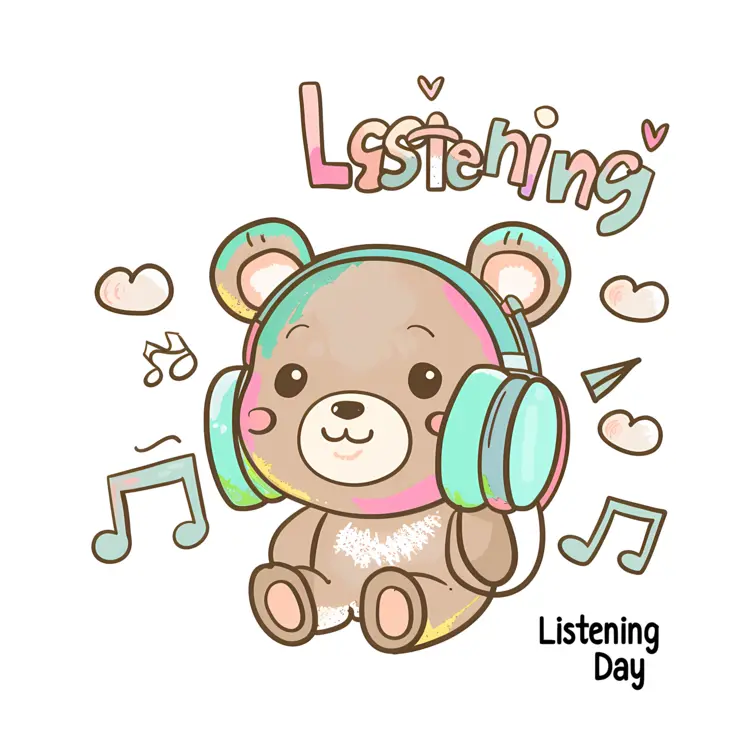 Cute Bear with Headphones