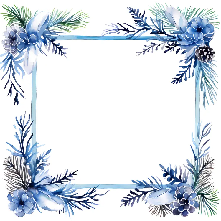 Elegant Blue Floral Frame