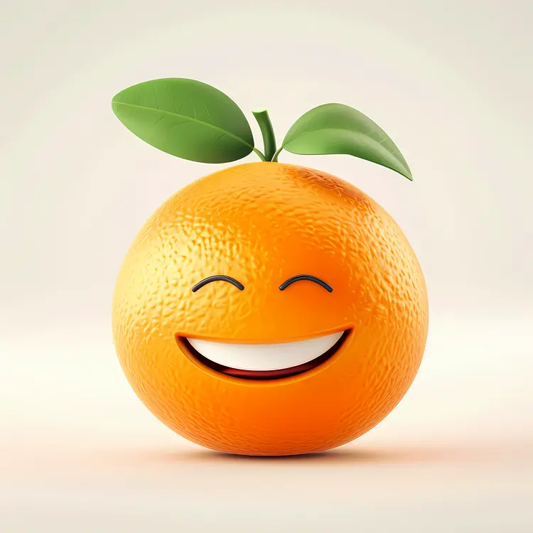 Smiling Orange with Leaf