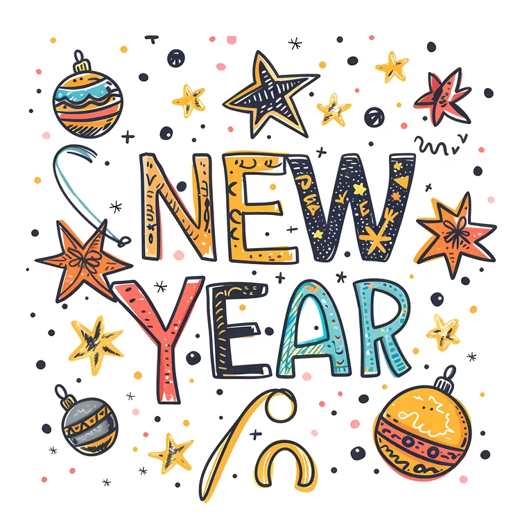 New Year Celebration with Colorful Decorations