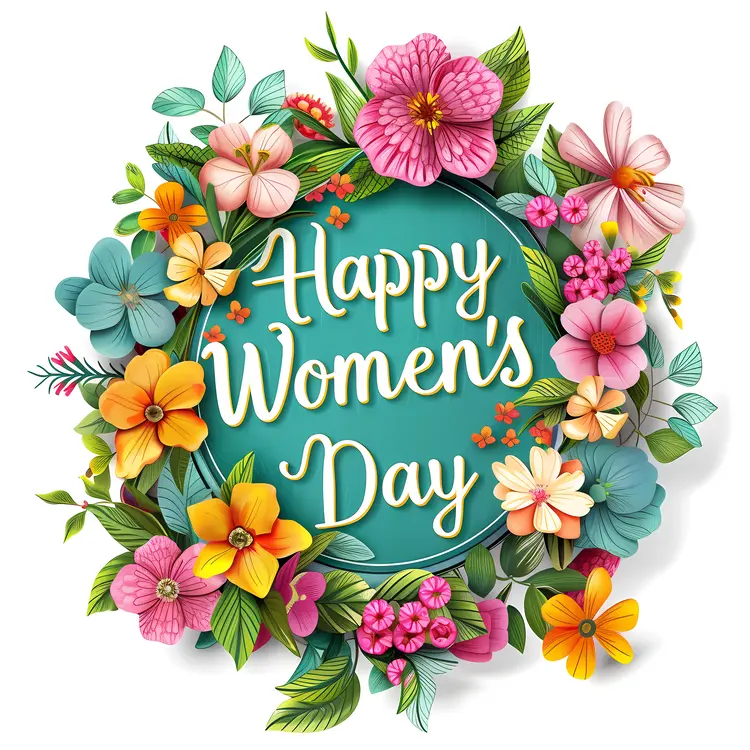 Happy Women's Day Floral Wreath