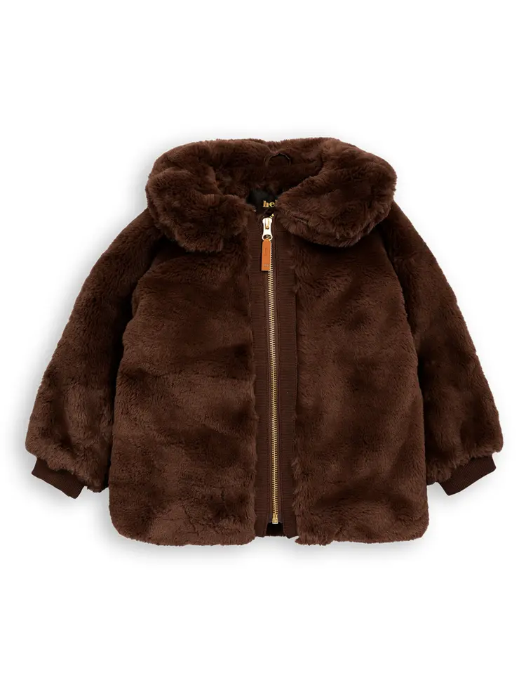 Brown Fur Coat with Zipper