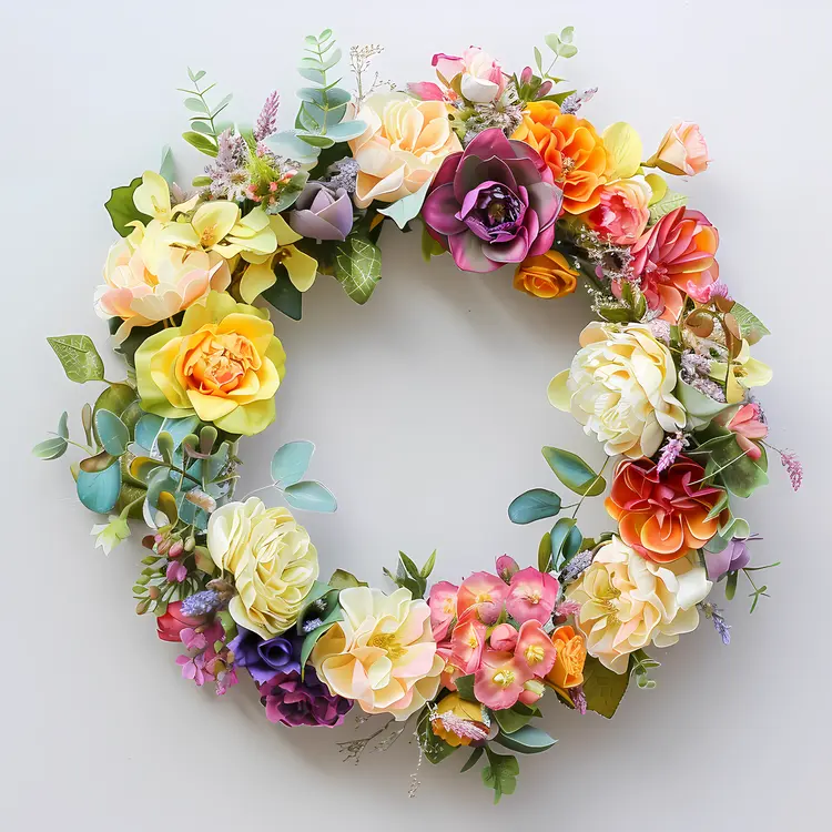 Colorful Flower Wreath for Spring Decor