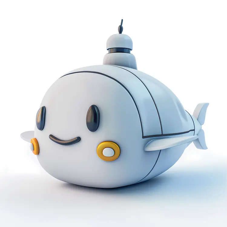 White Submarine with Cute Face
