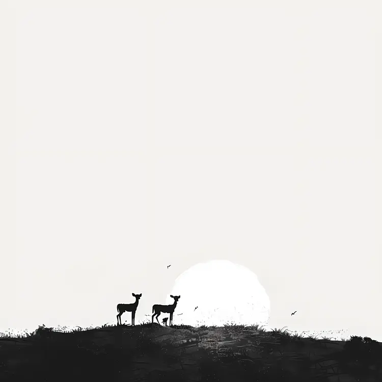 Deer and Sun Minimalist Illustration
