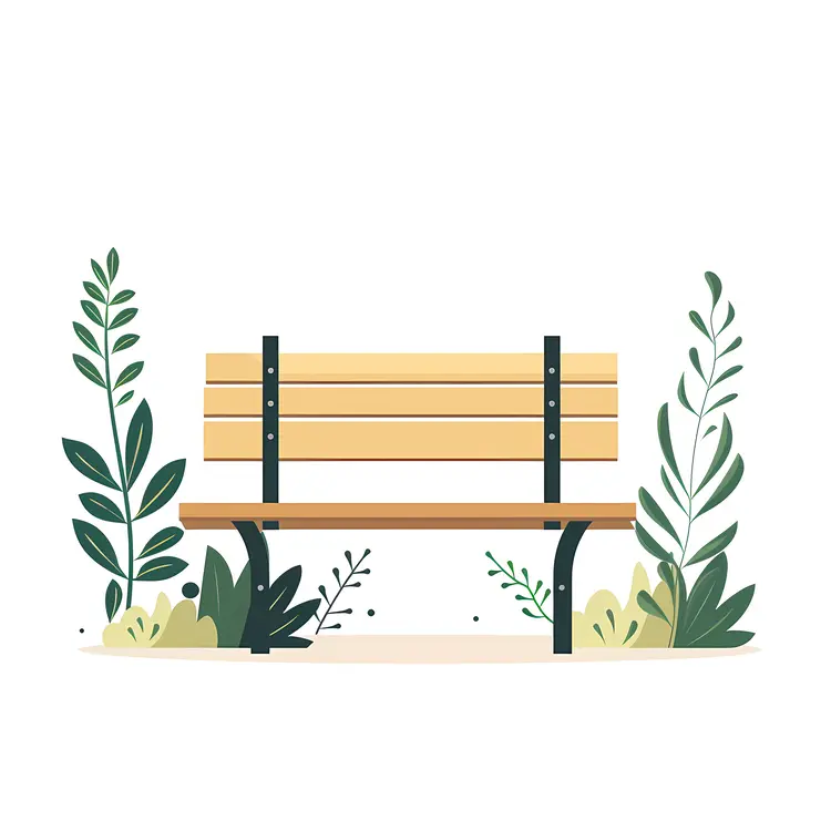 Yellow Bench with Greenery